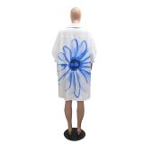 Women Casual Print Turndown Collar Print Dress