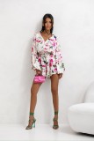 Women Summer V-neck Single-breasted Long Sleeve Jumpsuit