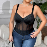 Plus Size Women Sexy Fishbone Bra Suspender Top