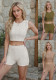 Women Round Neck Vest Shorts Two Piece Set