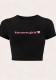 Women Summer Letter Crop Short Sleeve T-shirt