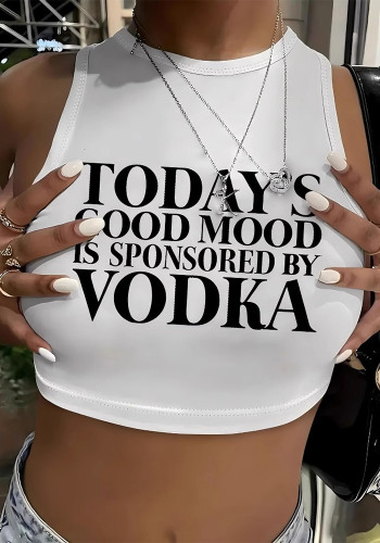 Women Summer Letter Print Crop Tank Top