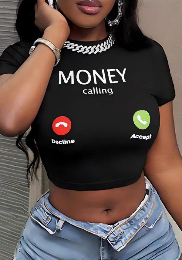 Women Summer Street Sexy Crop Short Sleeve T-shirt