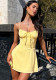 Women Lace Gathered Suspender Lace-Up Dress