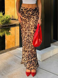 Women Summer Sexy Leopard Mesh See-Through Skirt