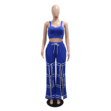 Women Two Piece Set Suspender Top Lace Wide Leg Pants Two Piece Set