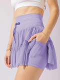 Women Summer Lace-up Pleated Skirt