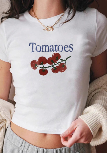 Women summer street fruit print short-sleeved Crop T-shirt