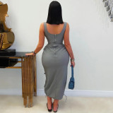 Women Elegant Casual Cargo Sleeveless Dress
