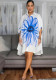 Women Casual Print Turndown Collar Print Dress