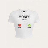 Women Summer Street Sexy Crop Short Sleeve T-shirt
