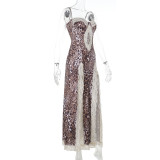 Summer Leopard Slit Strap Women's Dress