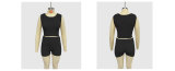 Women Round Neck Vest Shorts Two Piece Set