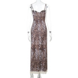Summer Leopard Slit Strap Women's Dress