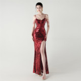 Women cross Lace-Up fishtail evening dress Formal Party evening dress
