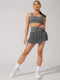 Women Summer Lace-up Pleated Skirt