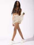 Women Summer Lace-up Pleated Skirt