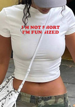 Women Summer Street Letter Print Crop Short Sleeve T-shirt