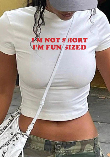 Women Summer Street Letter Print Crop Short Sleeve T-shirt