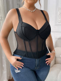 Plus Size Women Sexy Fishbone Bra Suspender Top