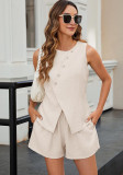 Women Spring Casual sleeveless Top shorts Two Piece Set