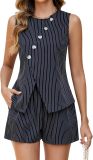 Women Spring Casual sleeveless Top shorts Two Piece Set