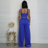 Women Two Piece Set Suspender Top Lace Wide Leg Pants Two Piece Set