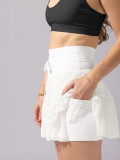 Women Summer Lace-up Pleated Skirt