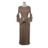 Plus Size Women African pleated Casual irregular Top and Skirt Two Piece Set
