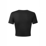 Women Summer Street Letter Print Sexy Crop Short Sleeve T-shirt
