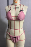 Women's Solid Color Two Pieces Bikini Swimsuit