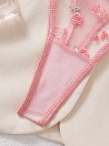 Women mesh flower embroidery ultra-thin See-Through Sexy Lingerie Set