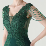 Women lace Beaded Lace-Up Formal Party evening dress