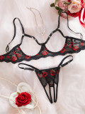 Women free-to-take-off crotch sexy underwear hot lips hollow Sexy Lingerie Set