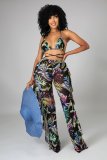 Sexy Women's Fashion Print Mesh Three-Piece Swimsuit