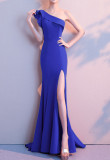 Women Summer Formal One Shoulder Shoulder High Slit Mermaid Evening Dress