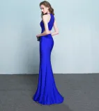Plain Solid Halter Slit Mermaid Evening Dress