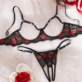 Women free-to-take-off crotch sexy underwear hot lips hollow Sexy Lingerie Set