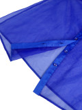 Turned-Down Collar See-Through Puff-Sleeve Ruffle-Waist Slim Party Skirt Suit