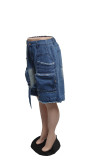 Women's Fashion Loose Casual Zipper Pocket Denim Shorts