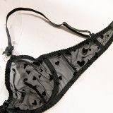 Women summer mesh heart-shaped bow metal ring garter Sexy Lingerie Set