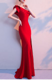 Women Summer Formal One Shoulder Shoulder High Slit Mermaid Evening Dress