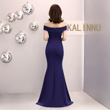 Women Summer Formal Off Shoulder High Slit Mermaid Evening Dress