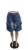 Women's Fashion Loose Casual Zipper Pocket Denim Shorts