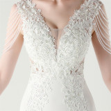 Women lace Beaded Lace-Up Formal Party evening dress