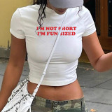 Women Summer Street Letter Print Crop Short Sleeve T-shirt
