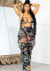 Sexy Women's Fashion Print Mesh Three-Piece Swimsuit