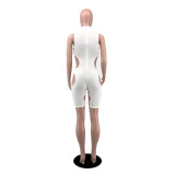 Women's Summer Solid Color Sexy Hollow Short-Sleeve Jumpsuit