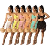 Knitting Mesh Beach Two-Piece Skirt Set