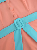 High-Waist Contrast Color A-Line Plus Size Formal Party Cocktail Dress